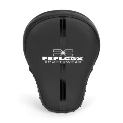 FFX Profi Focus Boxpratzen High Performance Striker by FEFLOGX, Pratzen für Boxen mit Superior Profi-Qualität, Pratzen Boxen, Handpratzen, Boxing Pads für High Performance, Focus Mitts, Handflächen Ansicht der Elite Boxpratzen in schwarz.